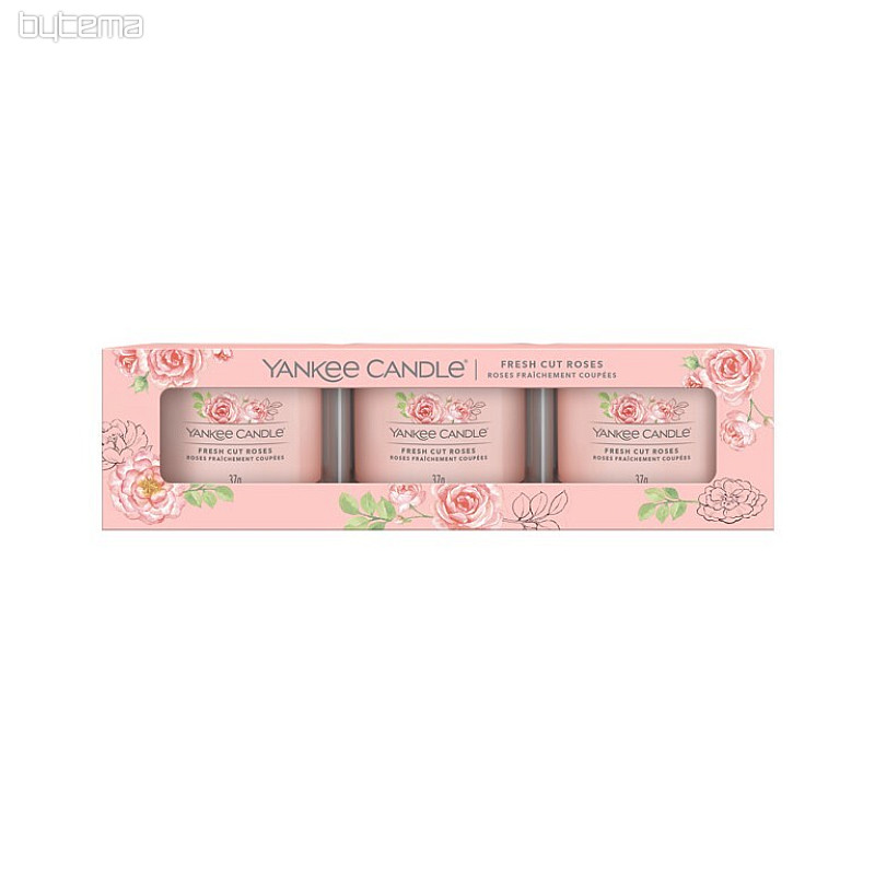 sviečka YANKEE CANDLE vôňa FRESH CUT ROSES SADA 3 kusov