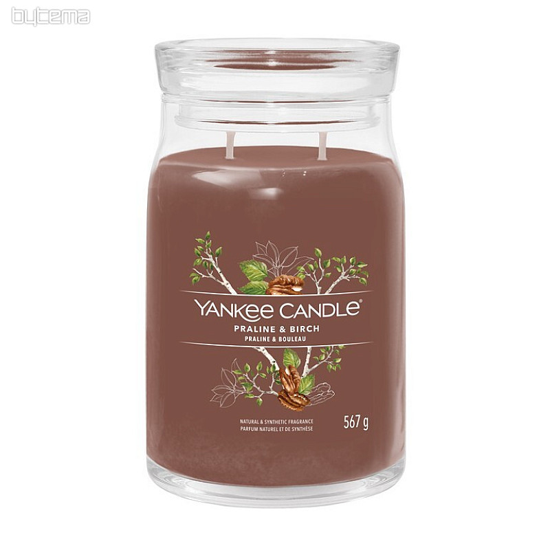 sviečka YANKEE CANDLE vôňa PRALINE a BIRCH SKLO VEĽKÉ 2 knôty