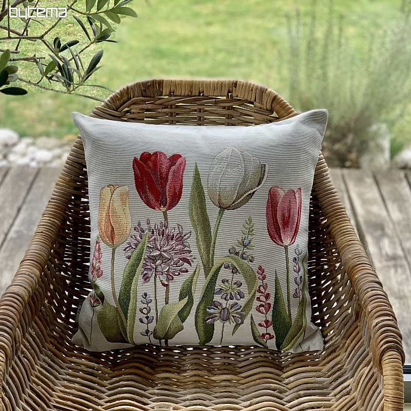 Gobelínový obliečka na vankúš TULIPÁNY JAR III