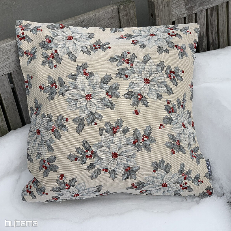 Vianočný gobelínový povlak VIANOČNÁ HVIEZDA strieborná