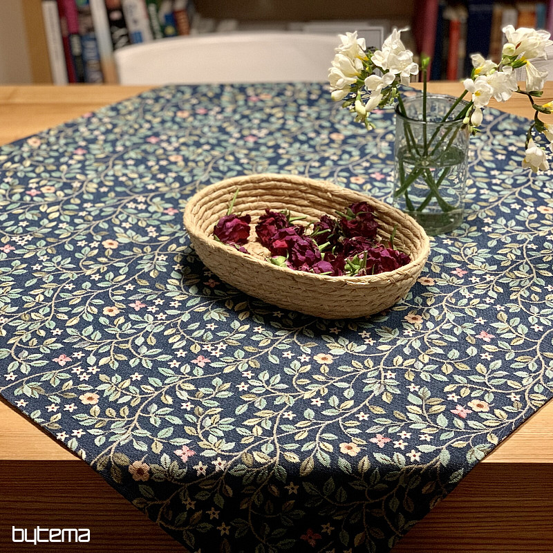 Gobelínový obrus a šál STROM ŠŤASTIA celoplošný MODRÝ