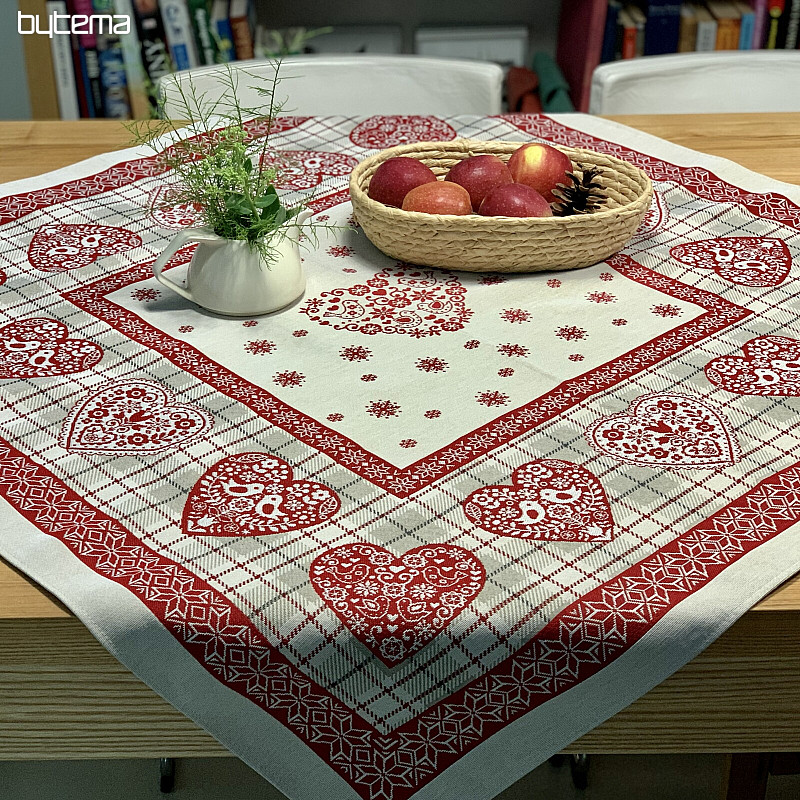 Gobelínový obrus a šál SRDCA V KÁRE
