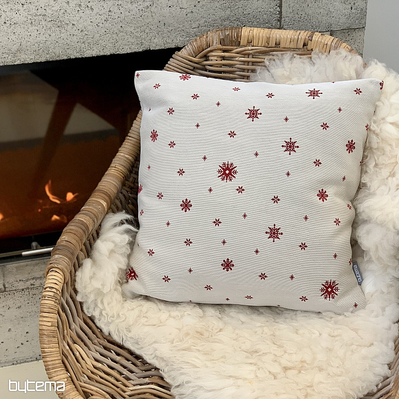 Vianočný gobelínový povlak JEMNÁ VLOČKA ČERVENÁ