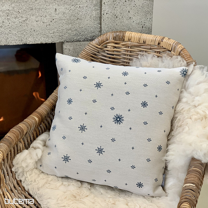 Vianočný gobelínový povlak JEMNÁ VLOČKA MODRÁ