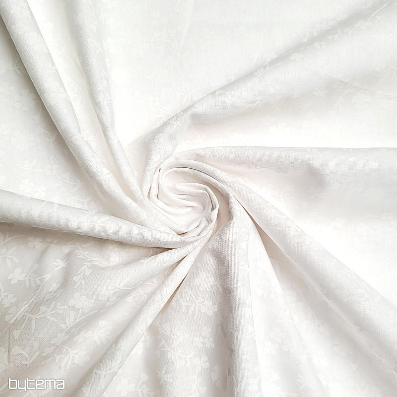 Bavlnená dekoračná látka MARGÉLIE kytička BIELA