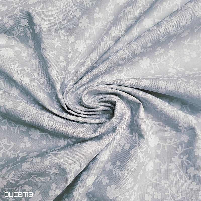 Bavlnená dekoračná látka MARGÉLIE kytička SIVÁ