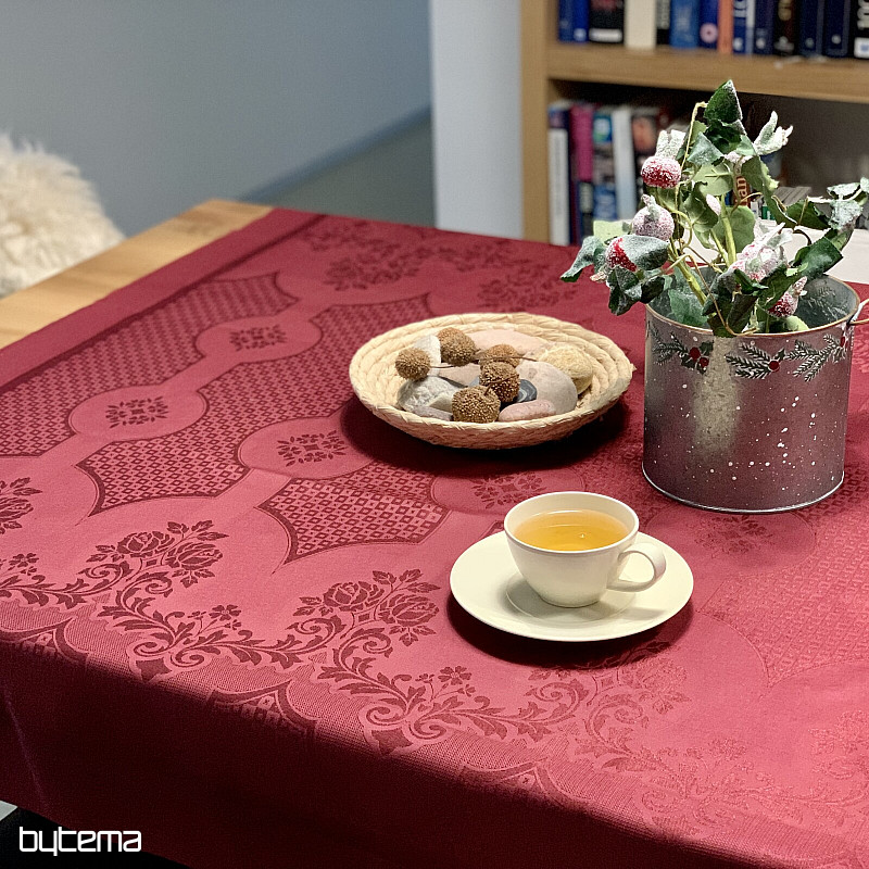 Obrus DAMAŠEK bordový 120x140