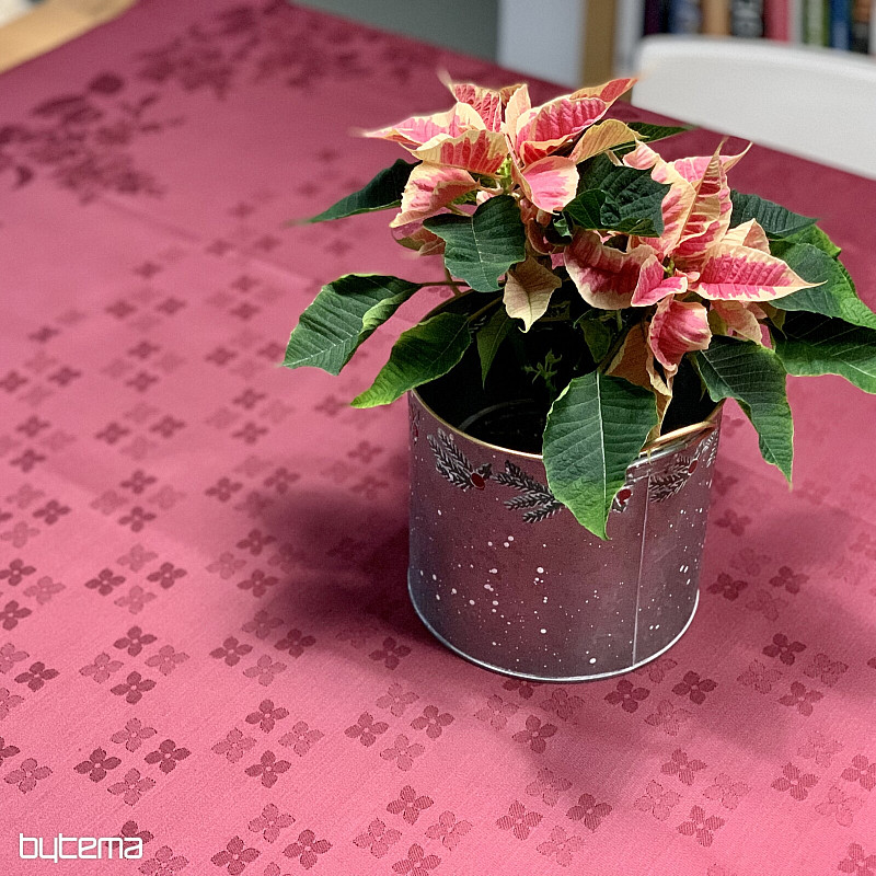 Obrus DAMAŠEK kvety bordó 120x140