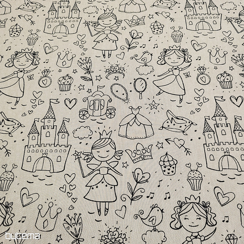 Látka na maľovanie PRINCEZNY na režnom podklade