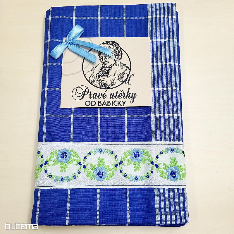 Utierky od BABIČKY MODRÉ S KYTIČKAMI