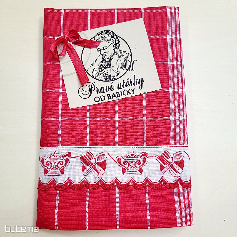 Utierky od BABIČKY ČERVENÉ S KANVIČKOU