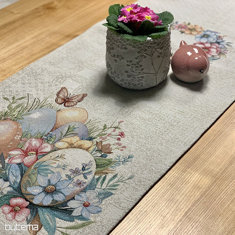 Veľkonočný obrus a šál VAJCIA V TRÁVE