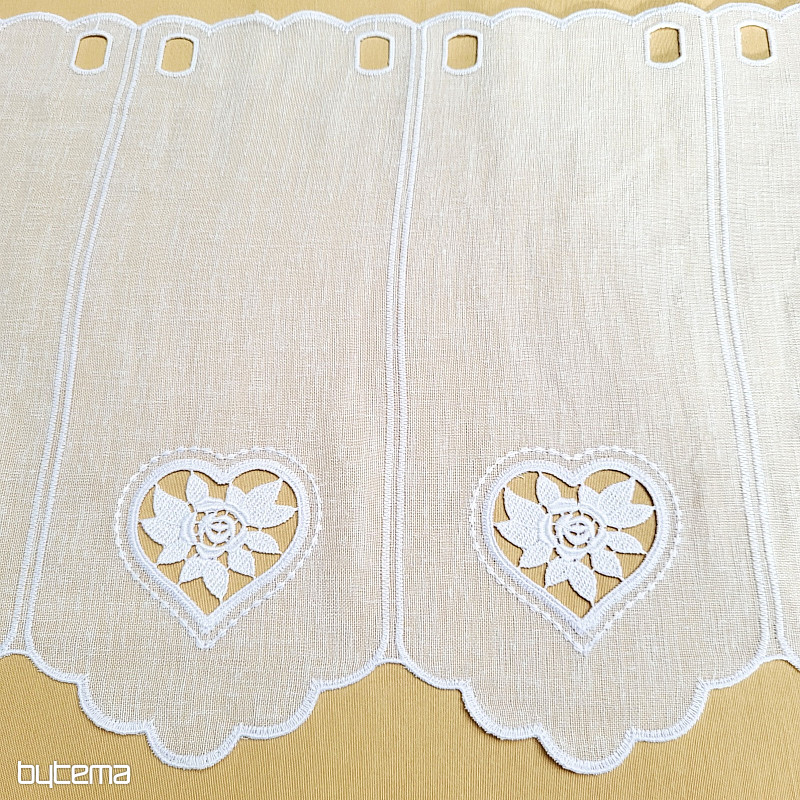 Vitrážová záclona SRDIEČKO BIELÉ