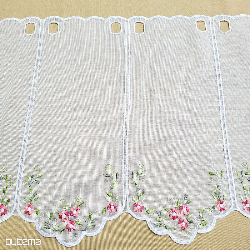 Vitrážová záclona KVETY RUŽOVÉ