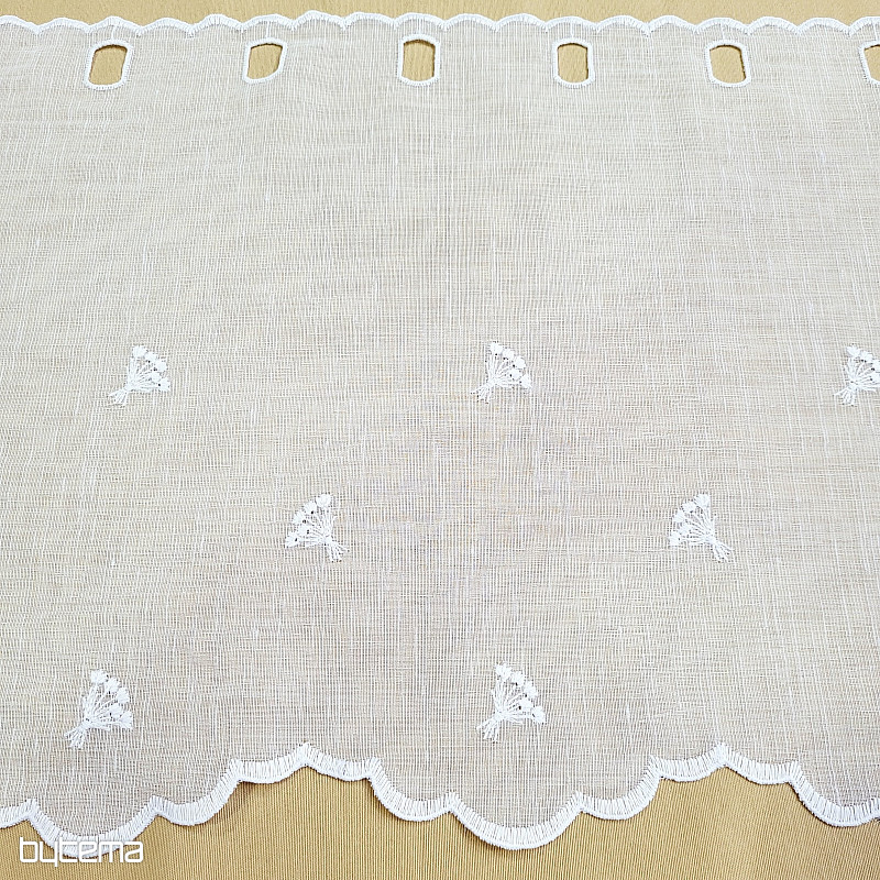 Vitrážová záclona TULIPÁNY MINI BIELE