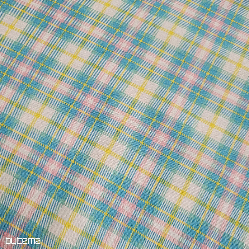 Dekoračná látka DEMER ZELENO RUŽOVÝ