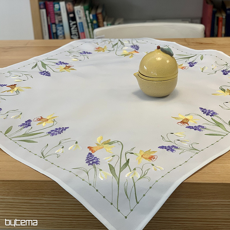 Vyšívaný obrus a šál NARCISY A SNEŽENKY