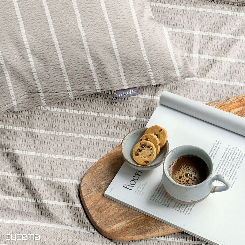 IRISETTE luxusný jemný krep EASY 8548-80 Pruhy béžovej