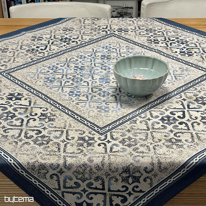 Gobelínový ubrus a šál MODRÝ ORNAMENT