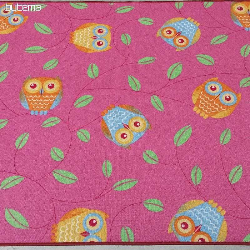 Koberec pre holky SOVY - Happy owl růžový
