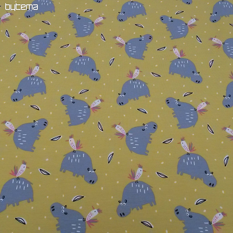 Bavlnený úplet potlač HROCH HIPIZ žltá