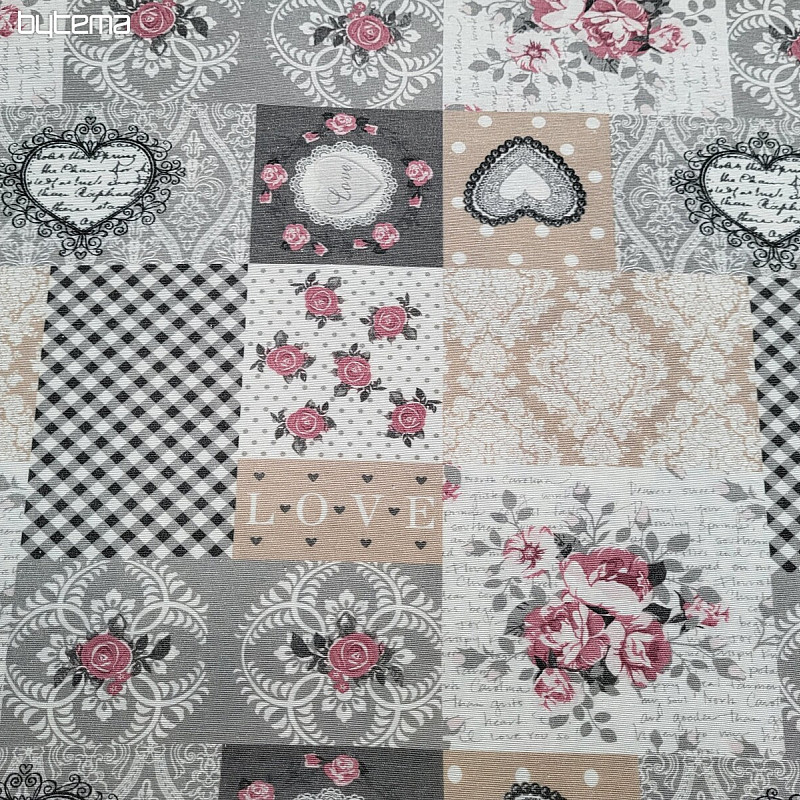 Dekoračná látka LIA sivá patchwork