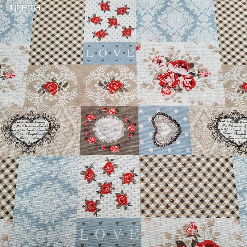 Dekoračná látka LIA béžová patchwork