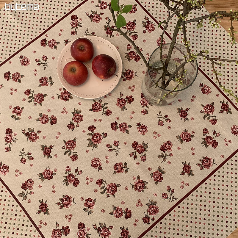 Gobelínový obrus a šál RUŽIČKY