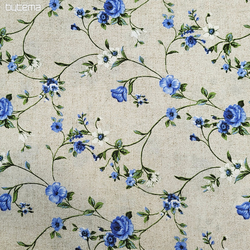 Dekoračná látka Kvety RAME modrá