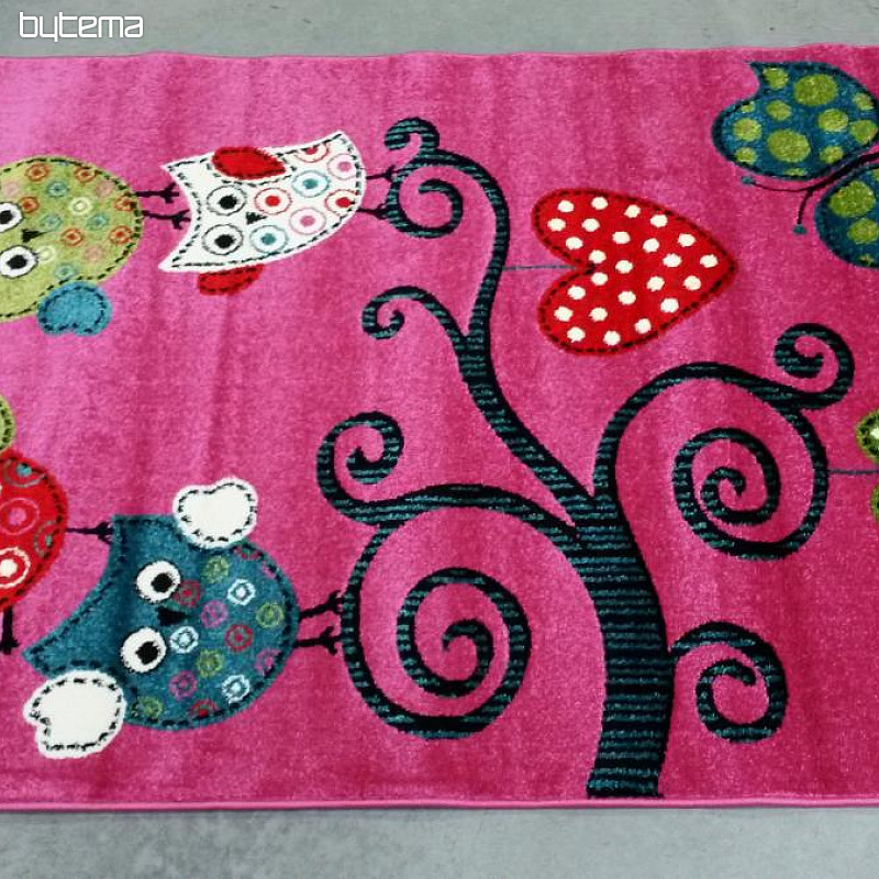 Detský kusový koberec KIDS sovičky ružové