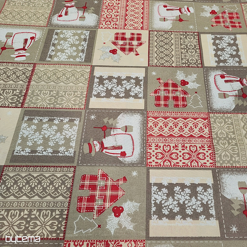 Vianočná dekoračná látka SNEHULÁK I