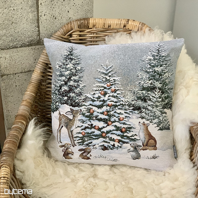 Vianočný gobelínový povlak ZVIERATKA PRI STROMKU