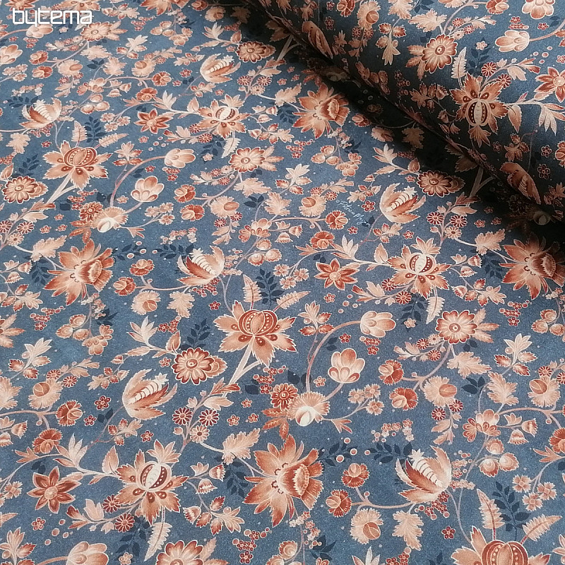 Bavlnená látka VARANASI KALAMKARI modrá