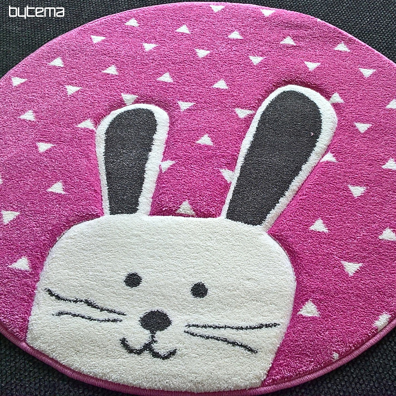 Detský guľatý koberec PASTEL Zajačik ružový