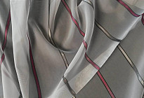 Záclona voál šedý a fialový pruh výška 180cm