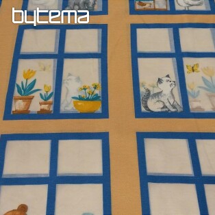 Detská dekoračná látka Zvieratká v okně II