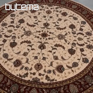 Vlnený okrúhly koberec ORIENT krémový, bordo lem