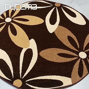 Okrúhly koberec Karmel kvety hnědý