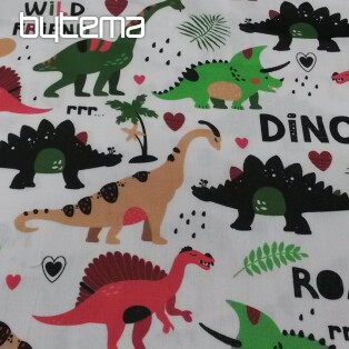 Detský bavlnený satén DINOSAURI digitálna potlač