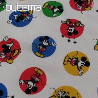 Bavlnená látka MICKEY MOUSE kolieska