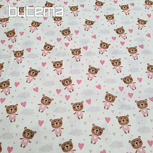 Bavlnená látka LOVE BEAR ružová