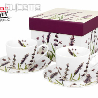 Porcelánové hrnčeky na espresso set 2 ks Lavender E Sapo