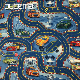 Detský metrážový koberec RACERS 77 Modrý