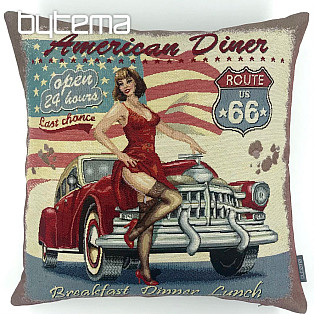 Gobelínová obliečka na vankúš AMERICAN DINER Route 66