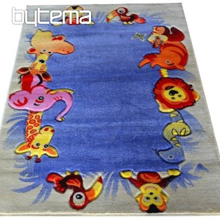 Detský koberec KIDS SAFARI krém-modrý
