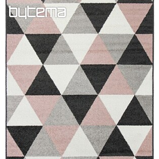 Kusový koberec LOTTO trojuholníky čierna / ružová