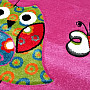 Detský kusový koberec SOVY a sovička růžový