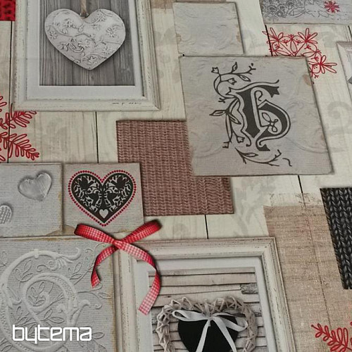 Dekoračná látka 3D SRDCA V RÁME