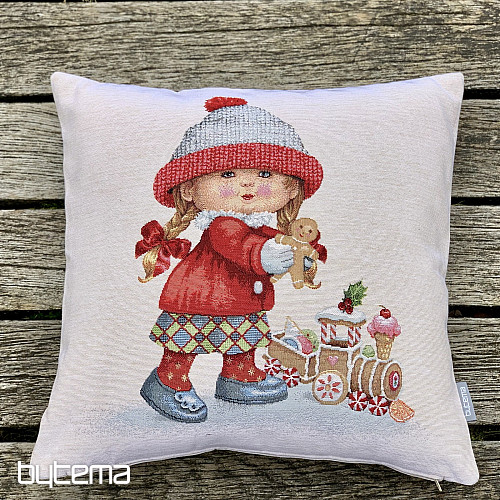 Vianočný gobelínový povlak HOLČIČKA S HRAČKOU
