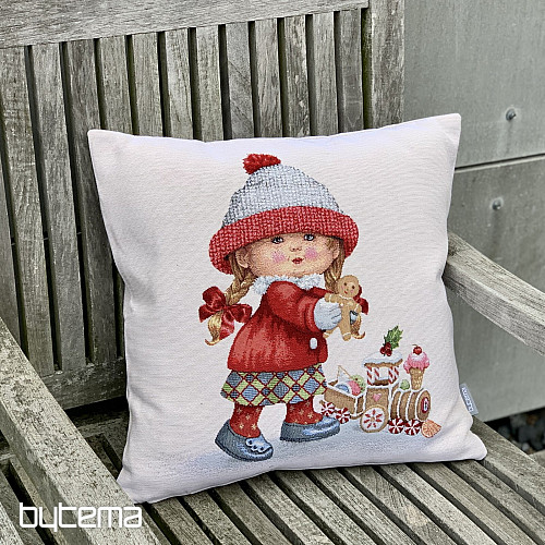 Vianočný gobelínový povlak HOLČIČKA S HRAČKOU